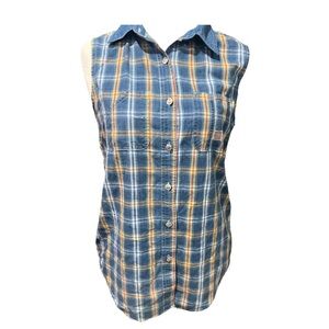 Ki Ko Mo 90s Plaid Sleeveless Shirt Large
